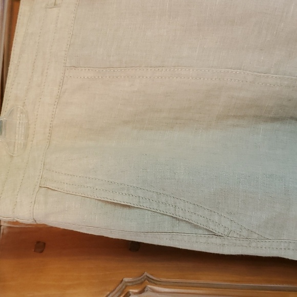 Liz Claiborne linen beige straight leg pants. 10 regular audra. Tie, pockets. - Picture 3 of 12
